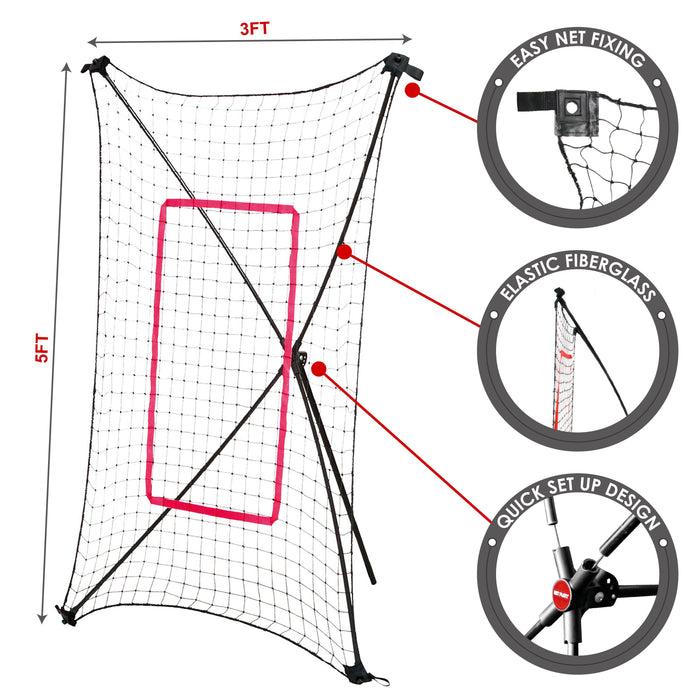 Net Playz Baseball Practice Combo Set - PitchBack Net, Radar & Target