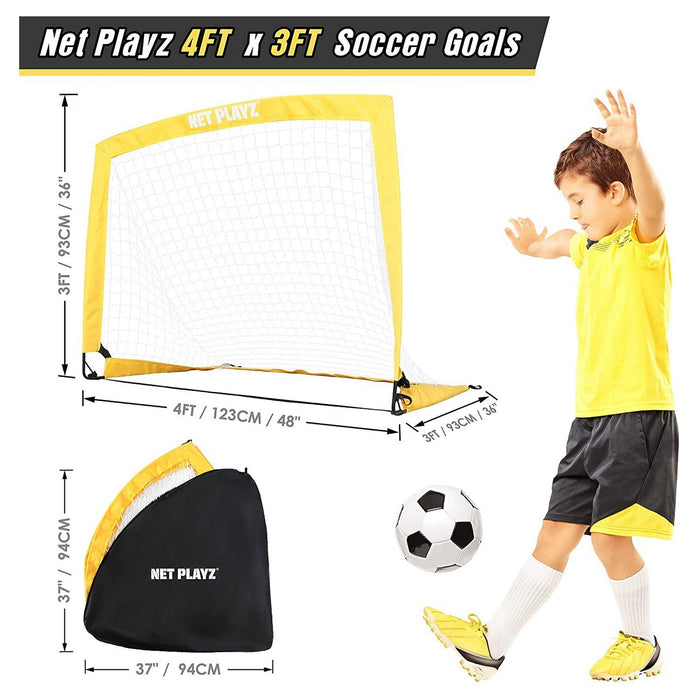 Net Playz 4ft x 3ft Portable Soccer Goals, Set of 2