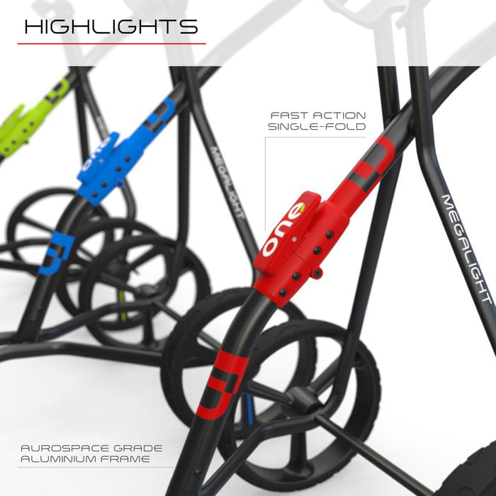 Wishbone Golf Push Cart 9lbs - 1Step Folding, Minimalistic Design