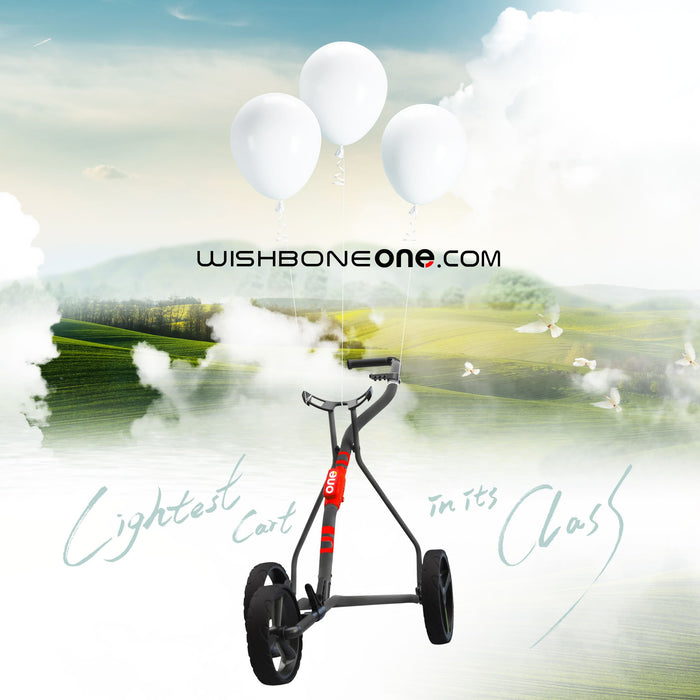 Wishbone Golf Push Cart 9lbs - 1Step Folding, Minimalistic Design